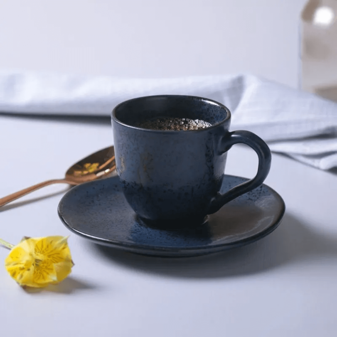 Jogo 6 Xícaras de Café com Pires Bio Night Blue 120ml