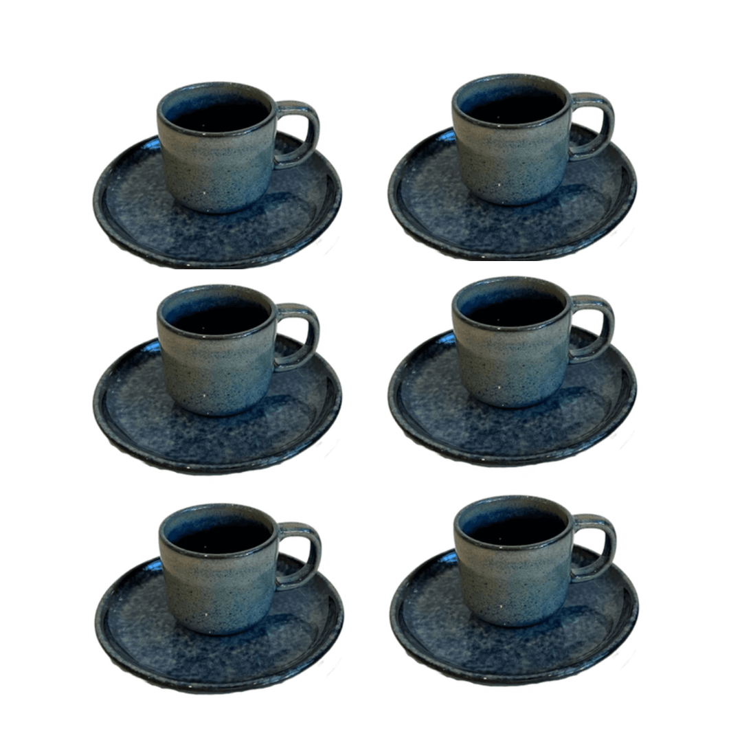 Jogo 6 Xícaras de Café com Píres Jeans 200ml