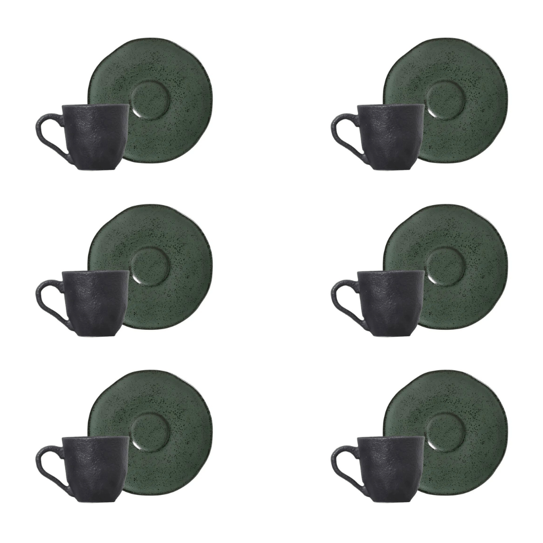 Jogo 6 Xícaras de Café com Píres Orgânico Arauco Verde 120ml