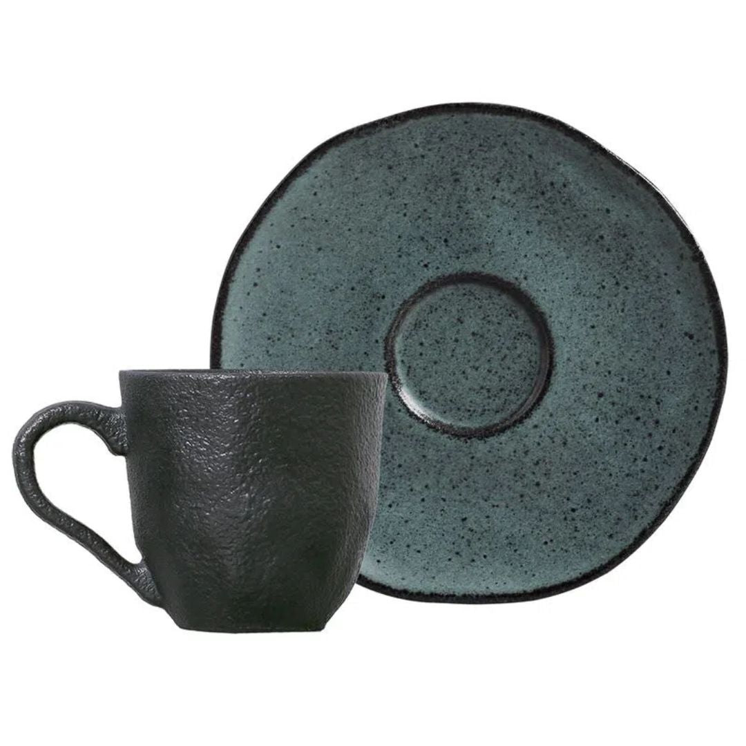 Jogo 6 Xícaras de Café com Píres Orgânico Petroleum Verde 120ml