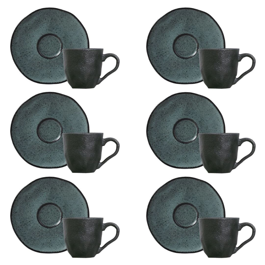 Jogo 6 Xícaras de Café com Píres Orgânico Petroleum Verde 120ml