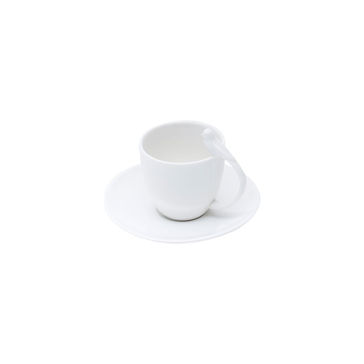 Jogo 6 Xícaras de Café Porcelana com Pires Birds Branca 85ml