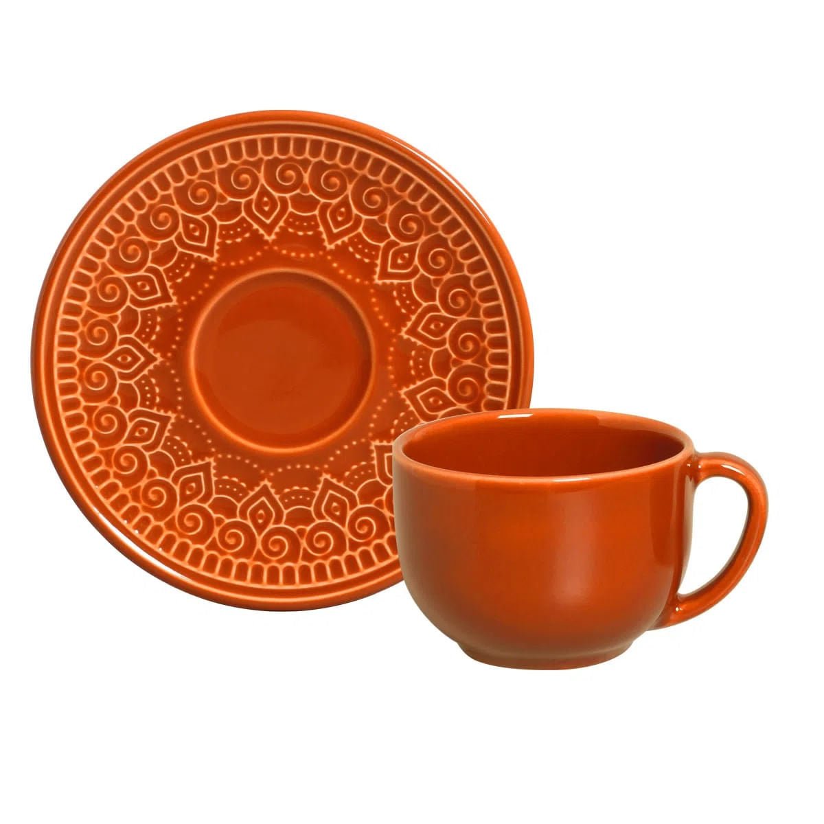 Jogo 6 Xícaras de Chá com Pires Agra Cantaloupe Laranja 260ml