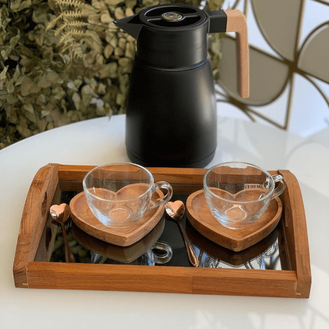 Jogo de 4 Colheres Aço Inox para Chá Heart Coração Rose Gold - 12,7 cm