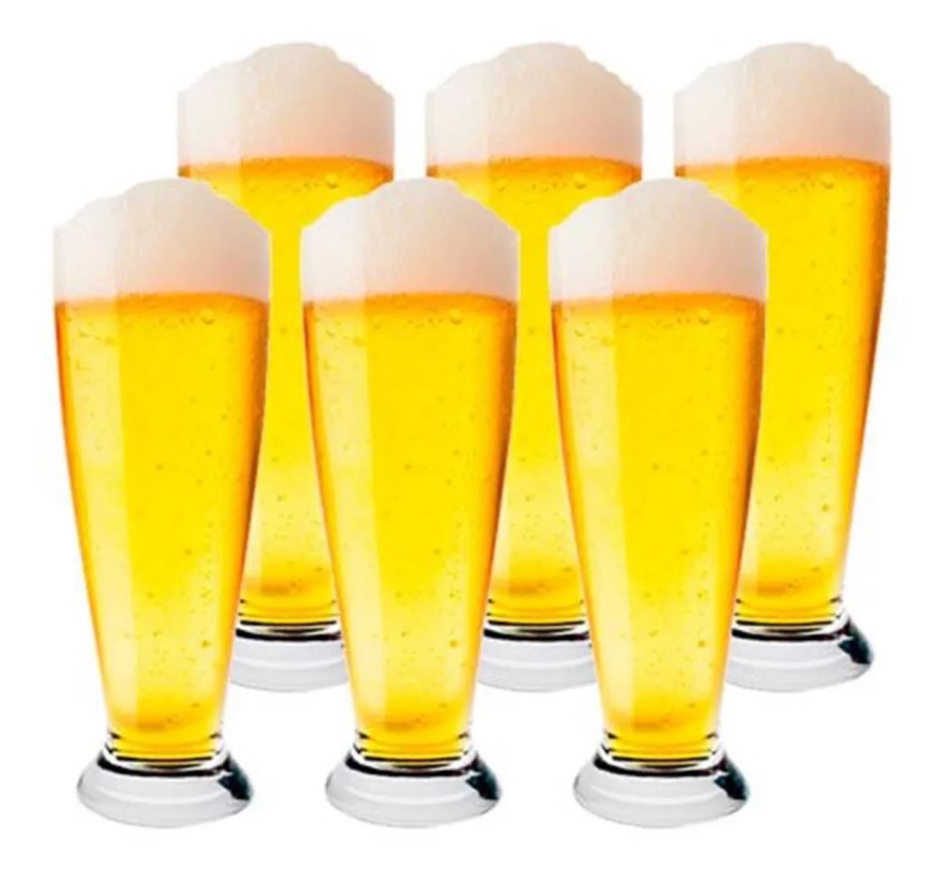 Jogo de 6 Copos Pilsner em Cristal 300ml