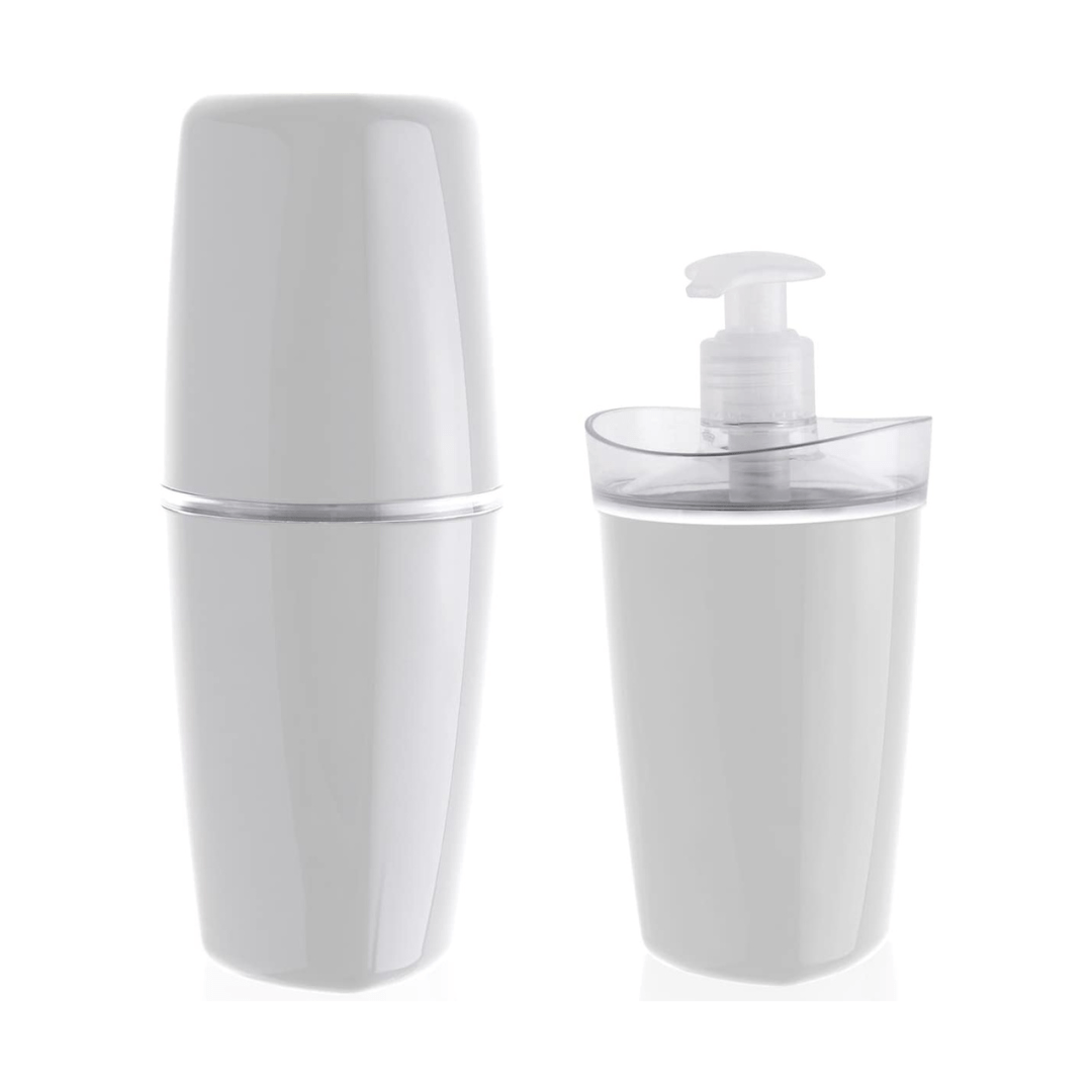 Jogo De Banheiro Porta Escova e Porta Sabonete Liquido Tule Branco