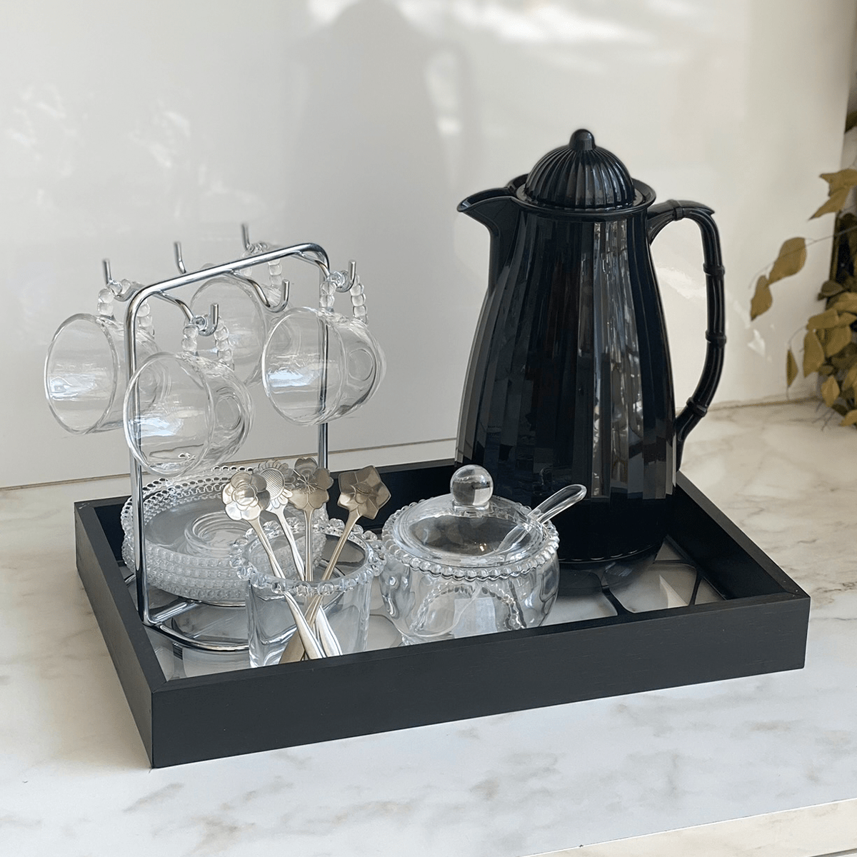 Jogo de Colheres em Aço Inox Estilo Flor 4 Peças