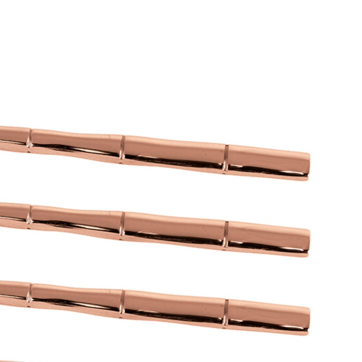 Jogo de Espátulas Steel Wood em Aço Inox com Cabo Estilo Bambu Rose Gold - 6 peças