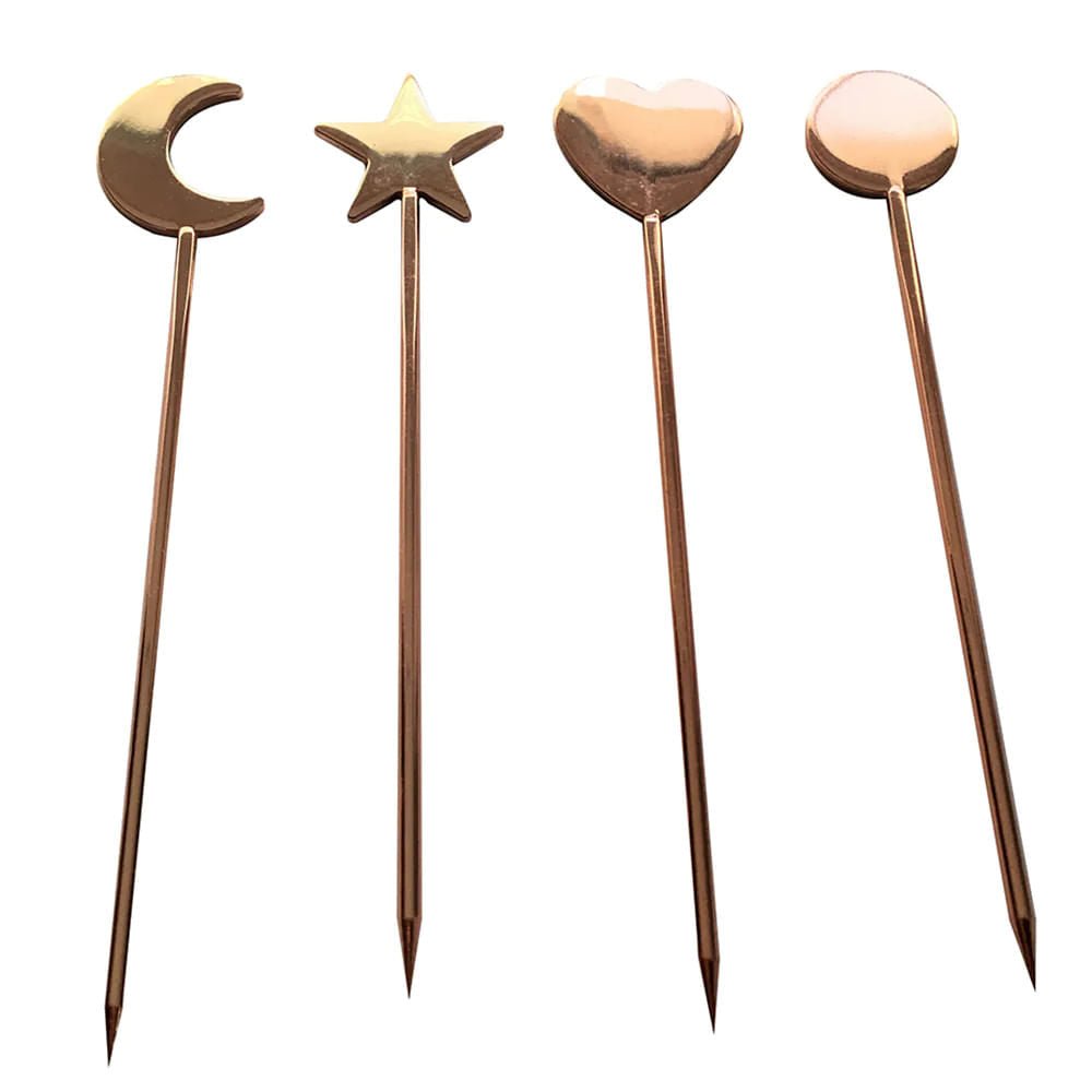 Jogo de Palitos para Petisco Aperitivo Aço Inox Rose Gold 4 Peças