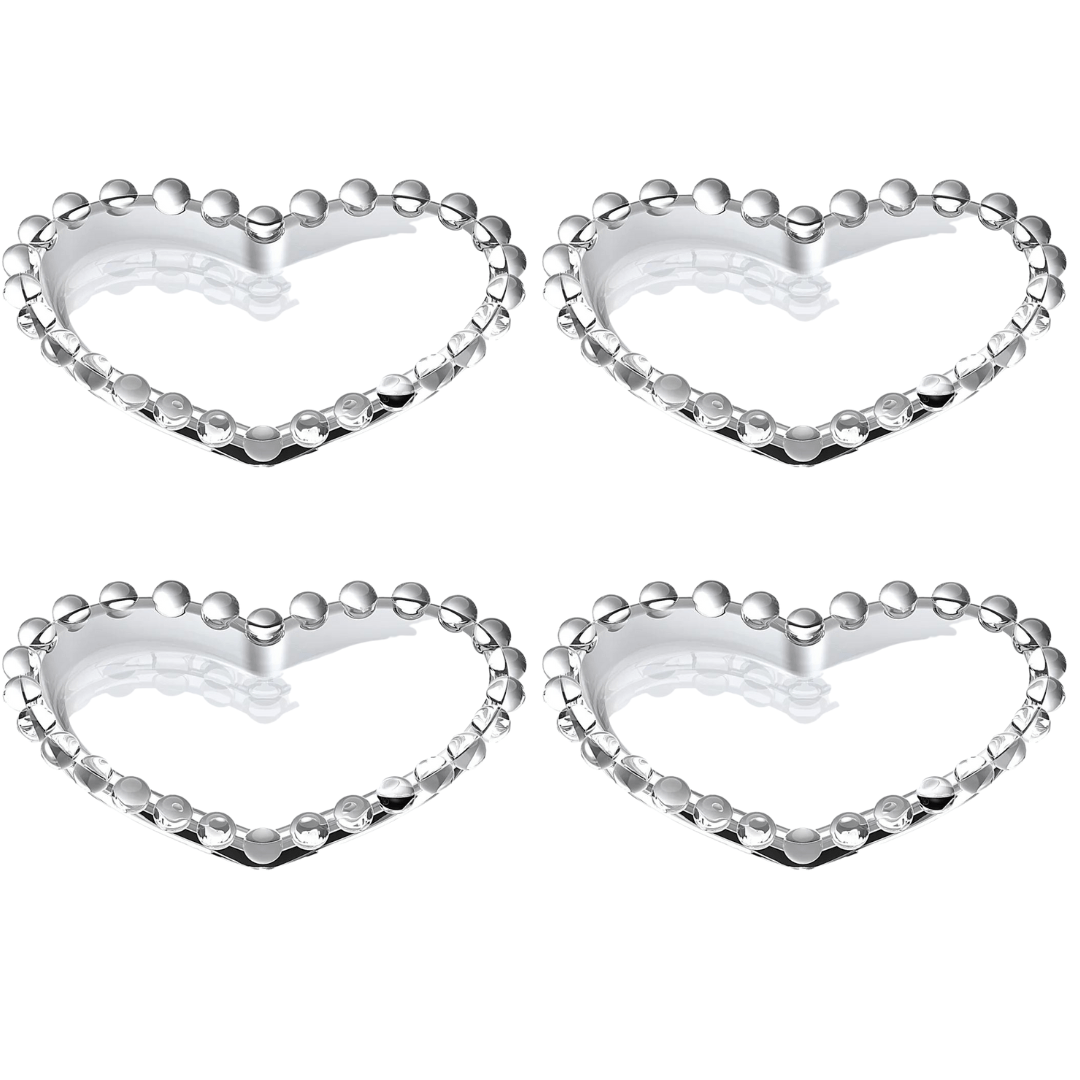 Jogo de Petisqueira Coração Cristal Pearl 4 Peças