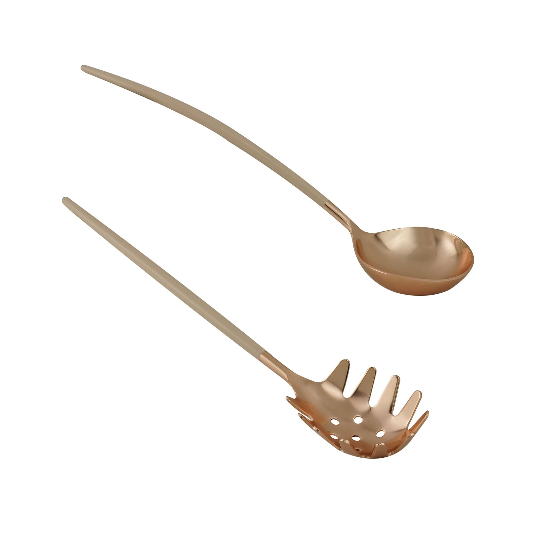 Jogo de Talheres para Servir Massas Aço Inox Rose Gold e Nude