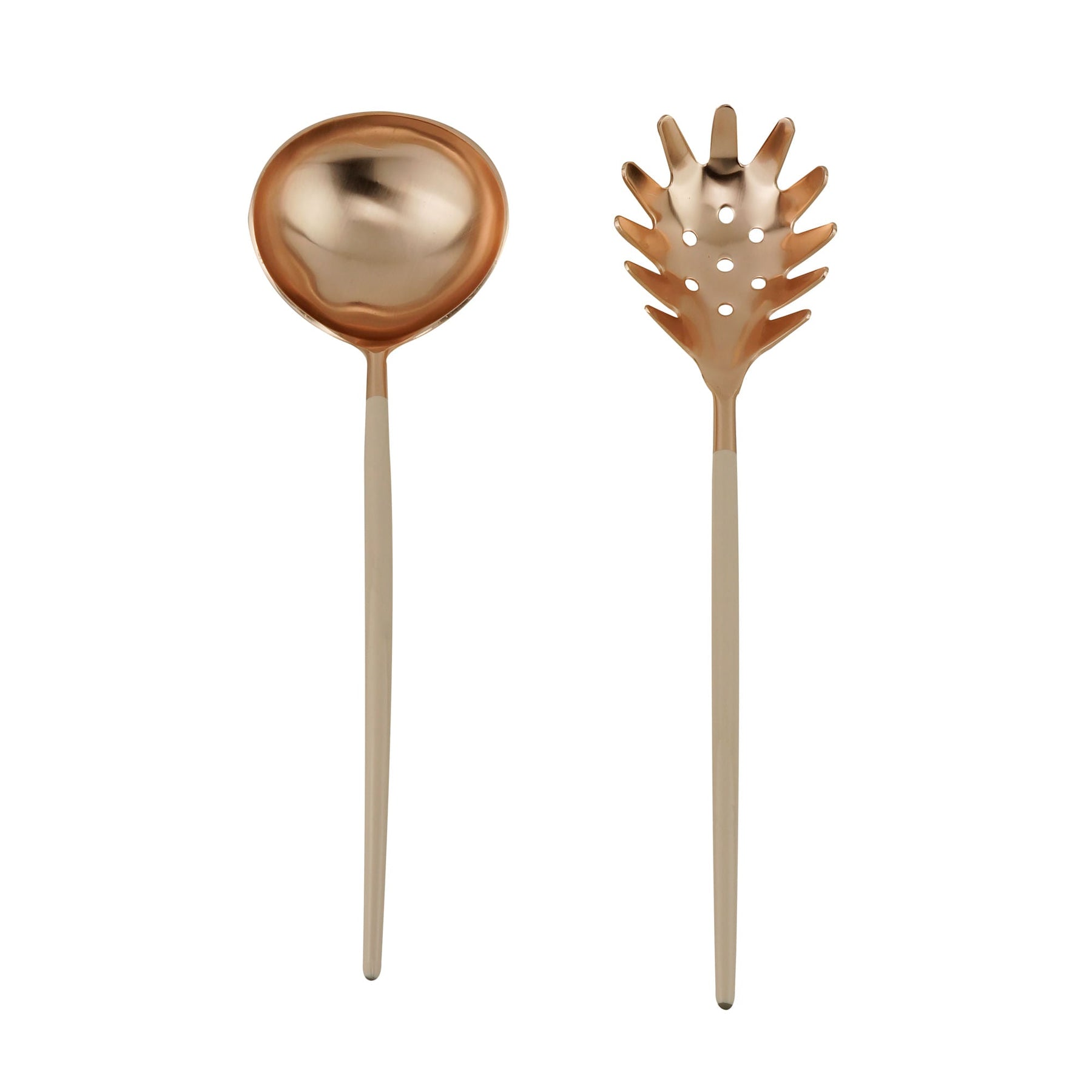Jogo de Talheres para Servir Massas Aço Inox Rose Gold e Nude