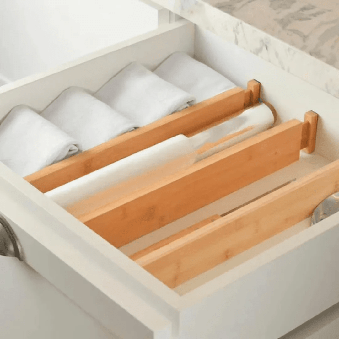 Kit 3 Divisórias de Gaveta Ajustável Super Resistente em Bambu