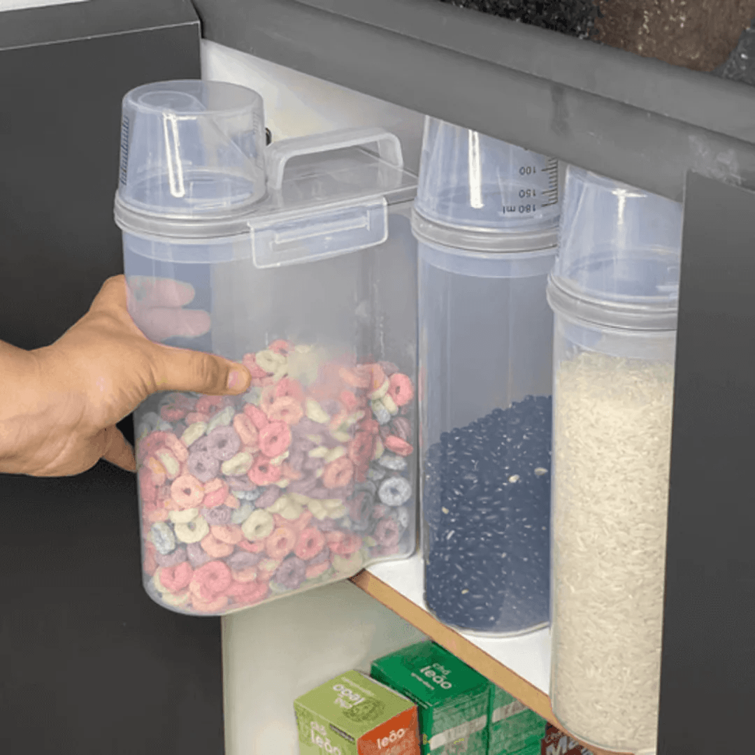 Kit 3 Potes Herméticos Porta Mantimento com Copo Medidor 2,5 Litros
