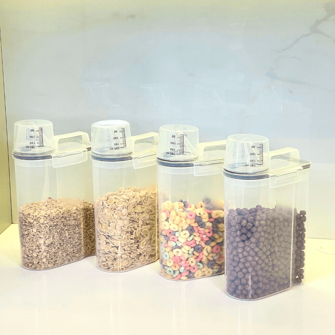 Kit 3 Potes Herméticos Porta Mantimento com Copo Medidor 2,5 Litros