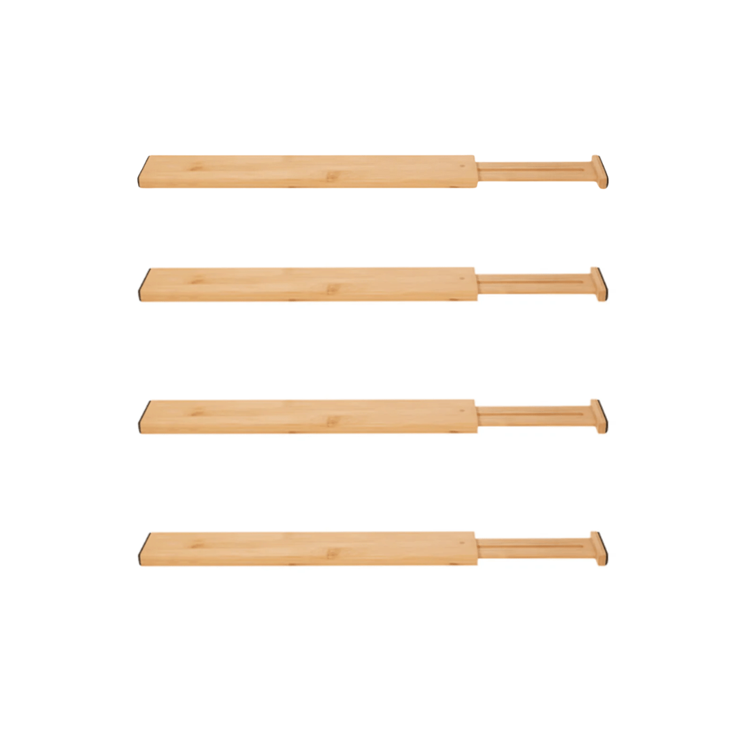 Kit 4 Divisórias de Gaveta Ajustável Super Resistente em Bambu