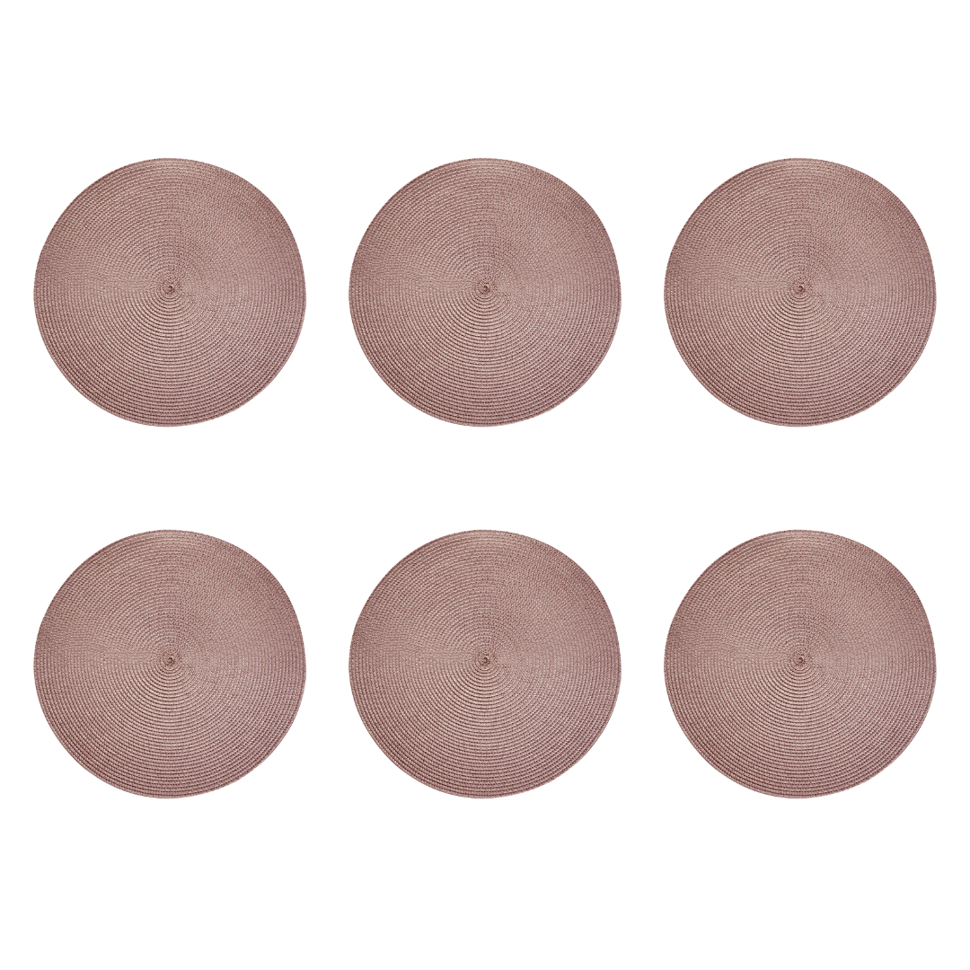 Kit 6 Jogos Americanos Redondo Fresno Taupe 38cm