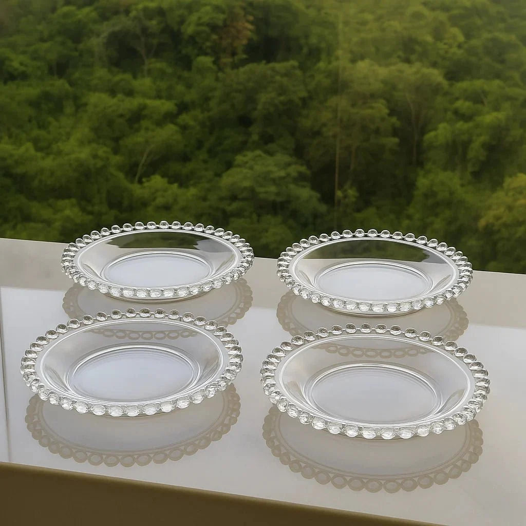 Kit Boleira e Jogo de Pratos Cristal Pearl 5 Peças