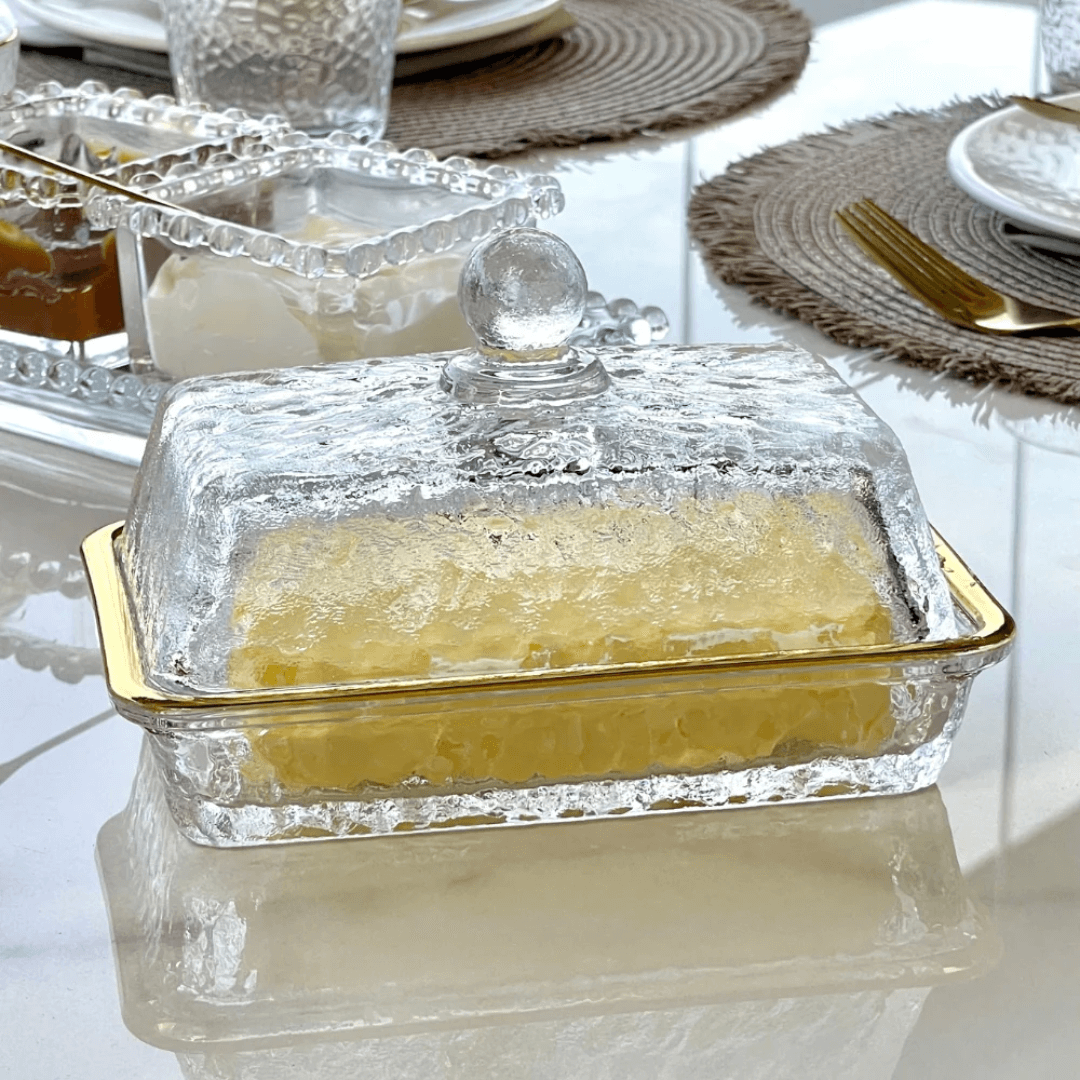 Kit Mesa Posta Cristal Martelado Petra 4 Peças