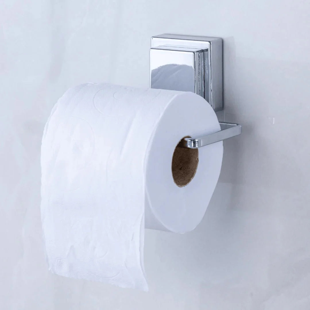 Kit Toalheiro e Porta Papel Higiênico com Ventosa Cromado - 2 Peças