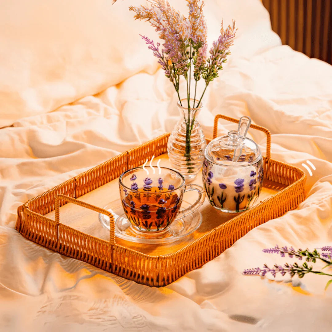 Kit Mesa Posta de Cristal Lavanda 15 Peças