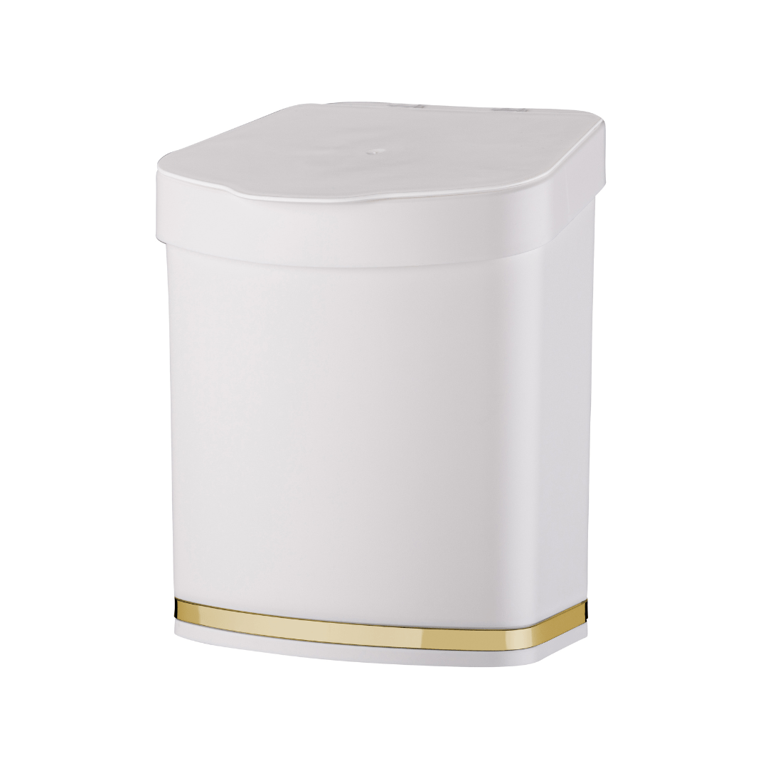Lixeira 2,5 Litros Branco e Dourado