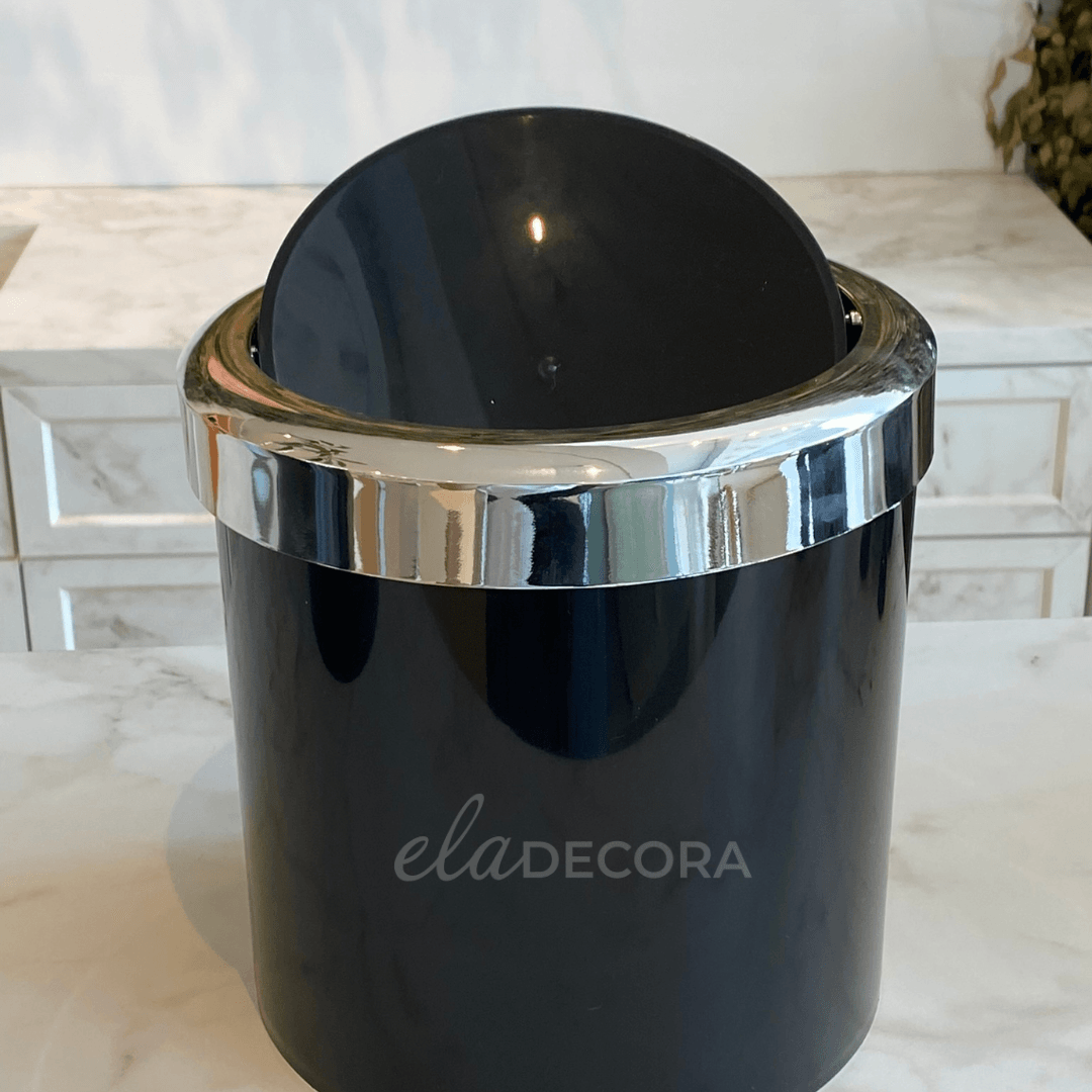 Lixeira Basculante 5 Litros Preta com Cromado