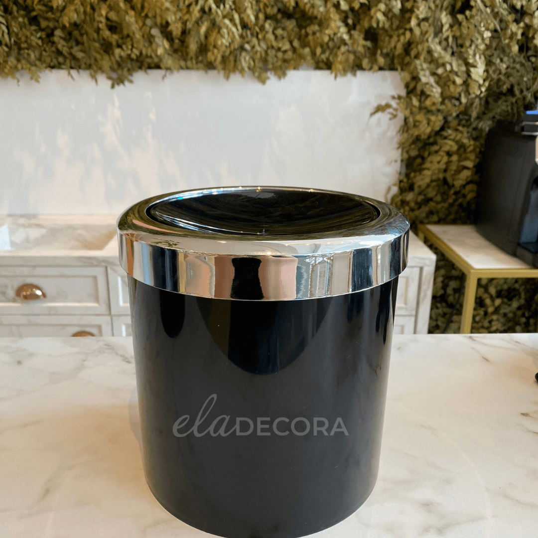 Lixeira Basculante 5 Litros Preta com Cromado