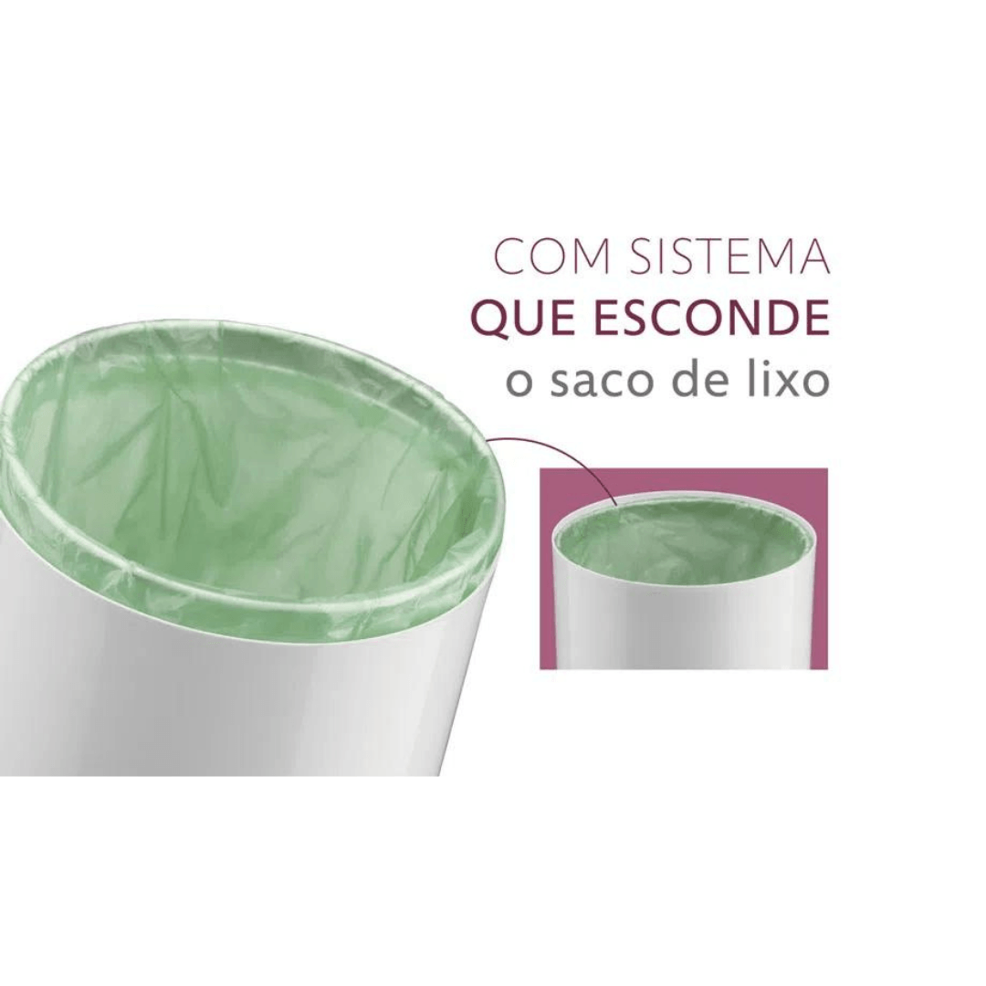 Lixeira Basculante 8 Litros Branca com Rose Gold
