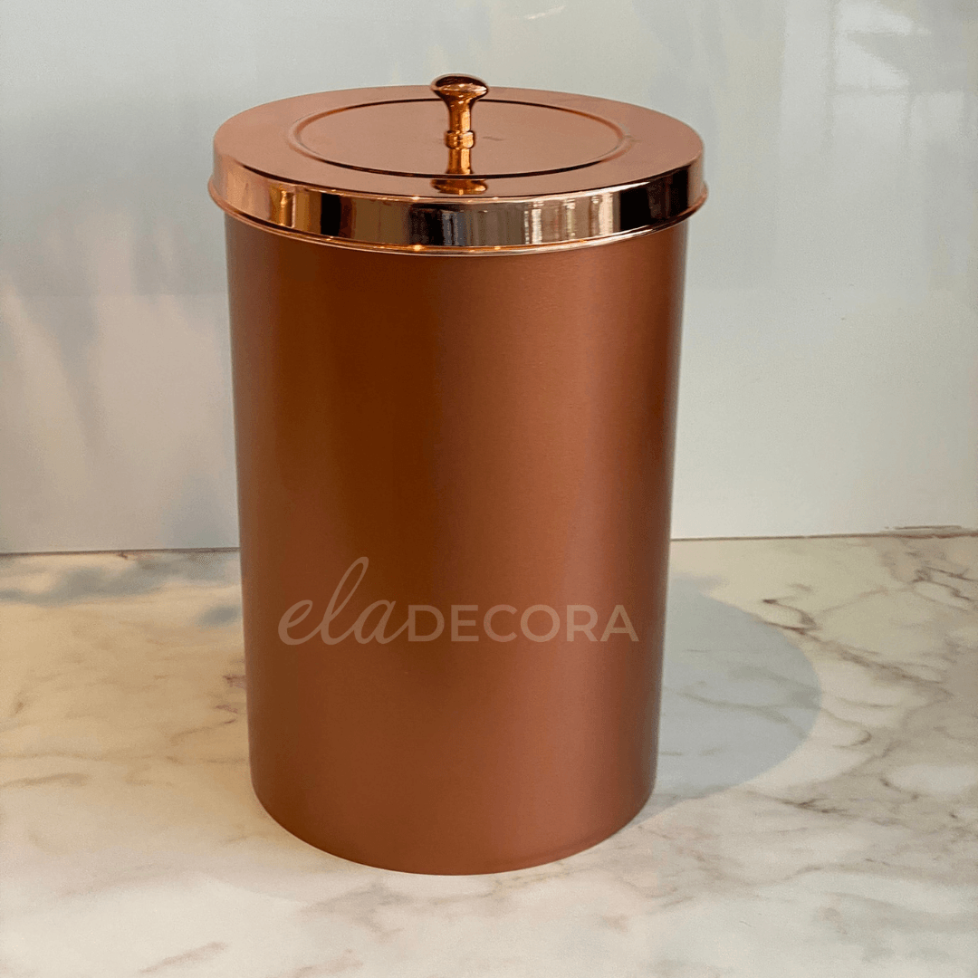Lixeira com Tampa 8 Litros Rose Gold