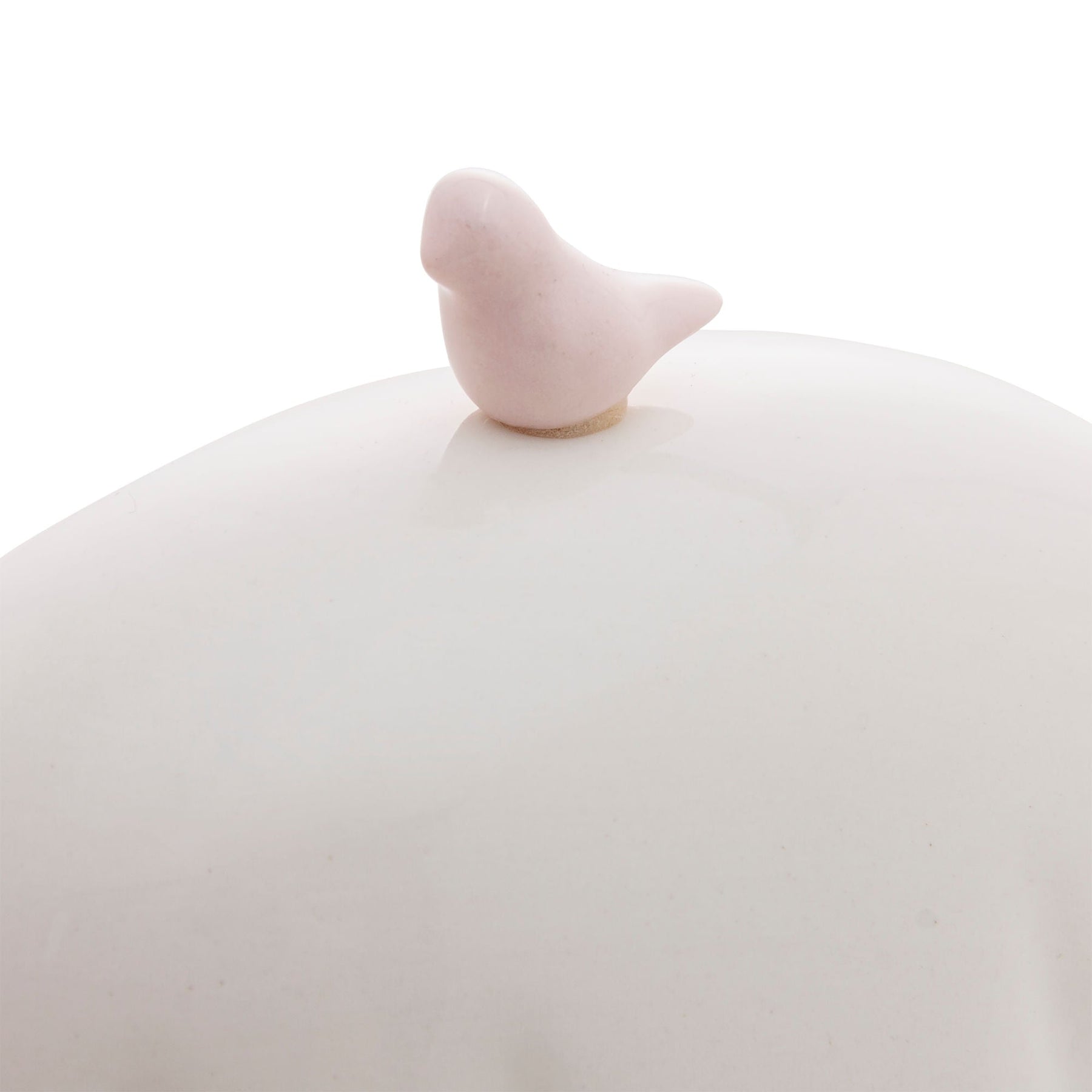 Manteigueira com Tampa em Porcelana Birds Branca 16cm
