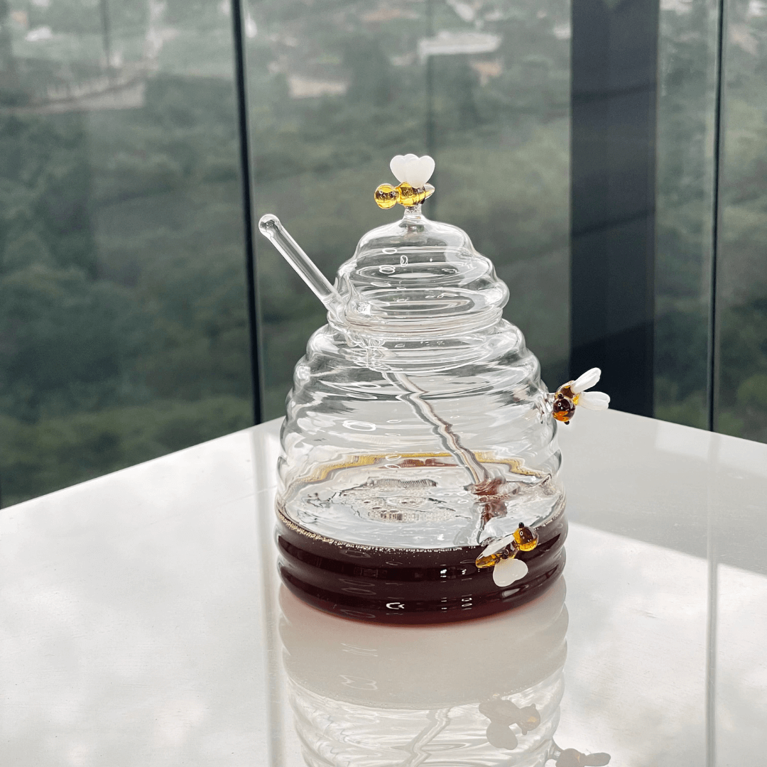 Meleira de Vidro Borossilicato com Pegador Lovely Bee Abelha 500ml
