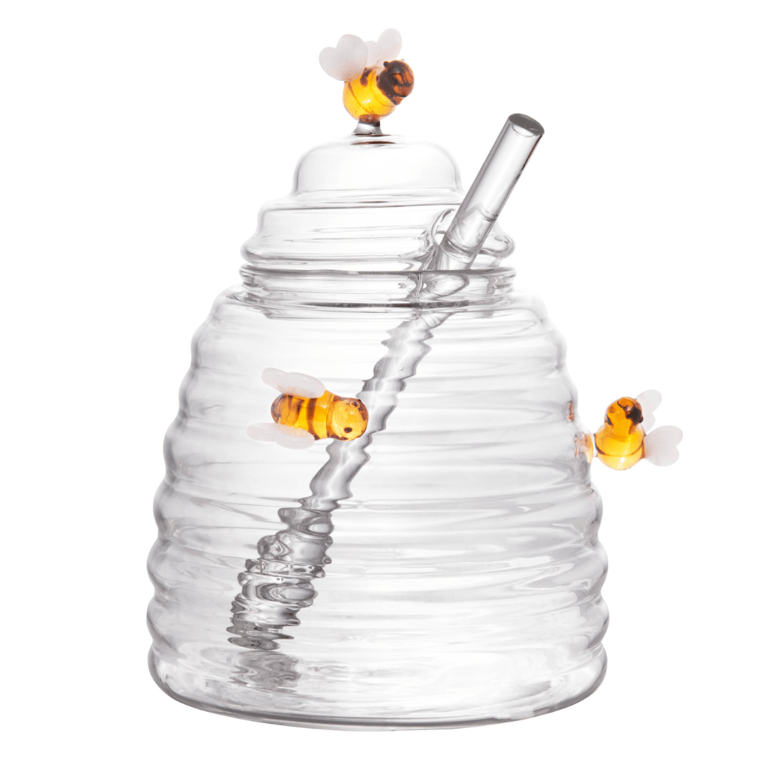 Meleira de Vidro Borossilicato com Pegador Lovely Bee Abelha 500ml