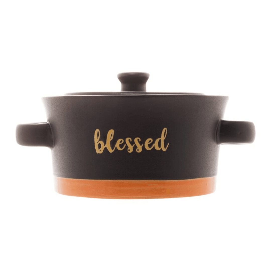 Mini Caçarola em Cerâmica Blessed Preto Matt/Laranja 13cm