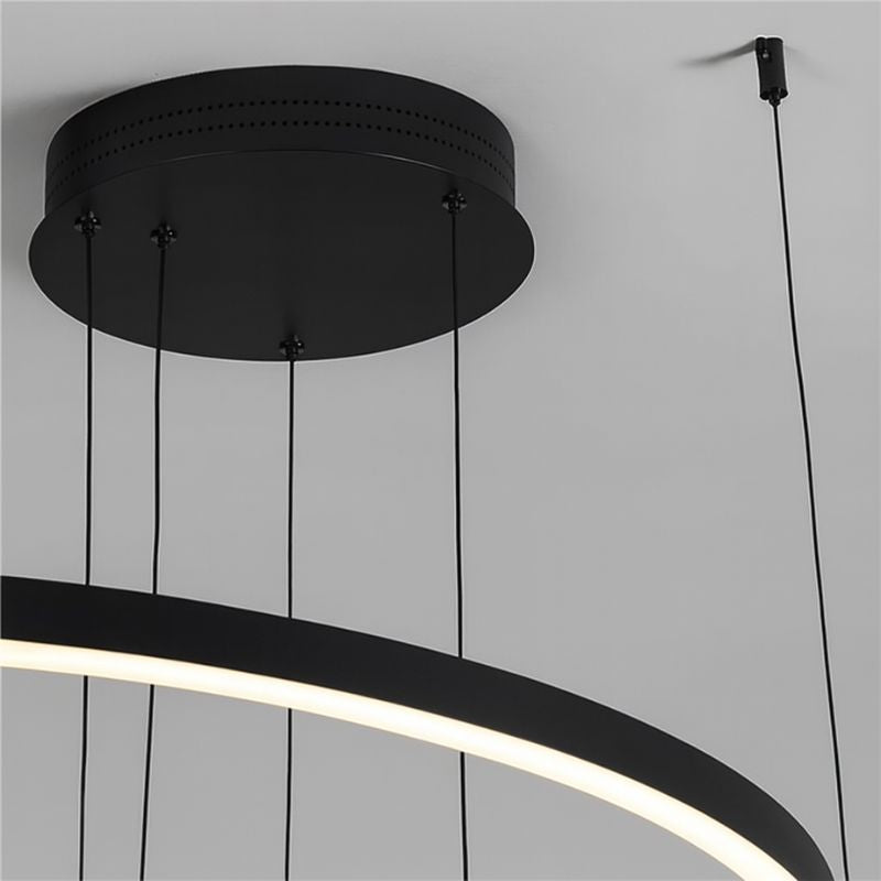 Lustre Pendente de Luxo Coliseum LEDZ - 3, 4 ou 5 Anéis - Preto/Branco/Dourado