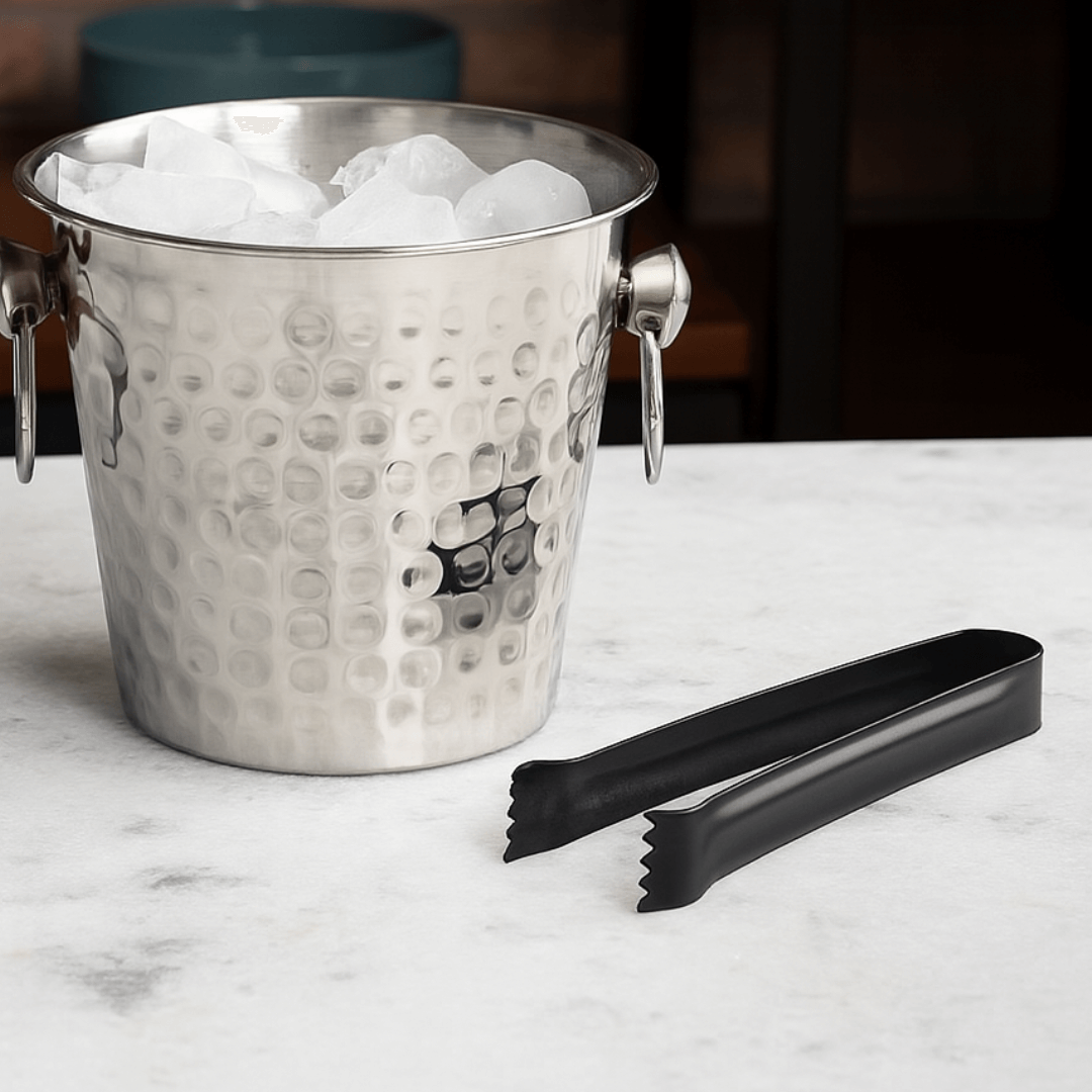 Pinça Pegador de Gelo em Aço Inox Preto 14,5cm x 2cm