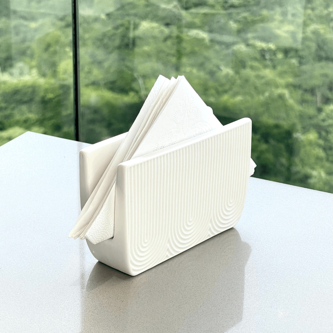 Porta Guardanapos Cerâmica Oasis Branco 12cm