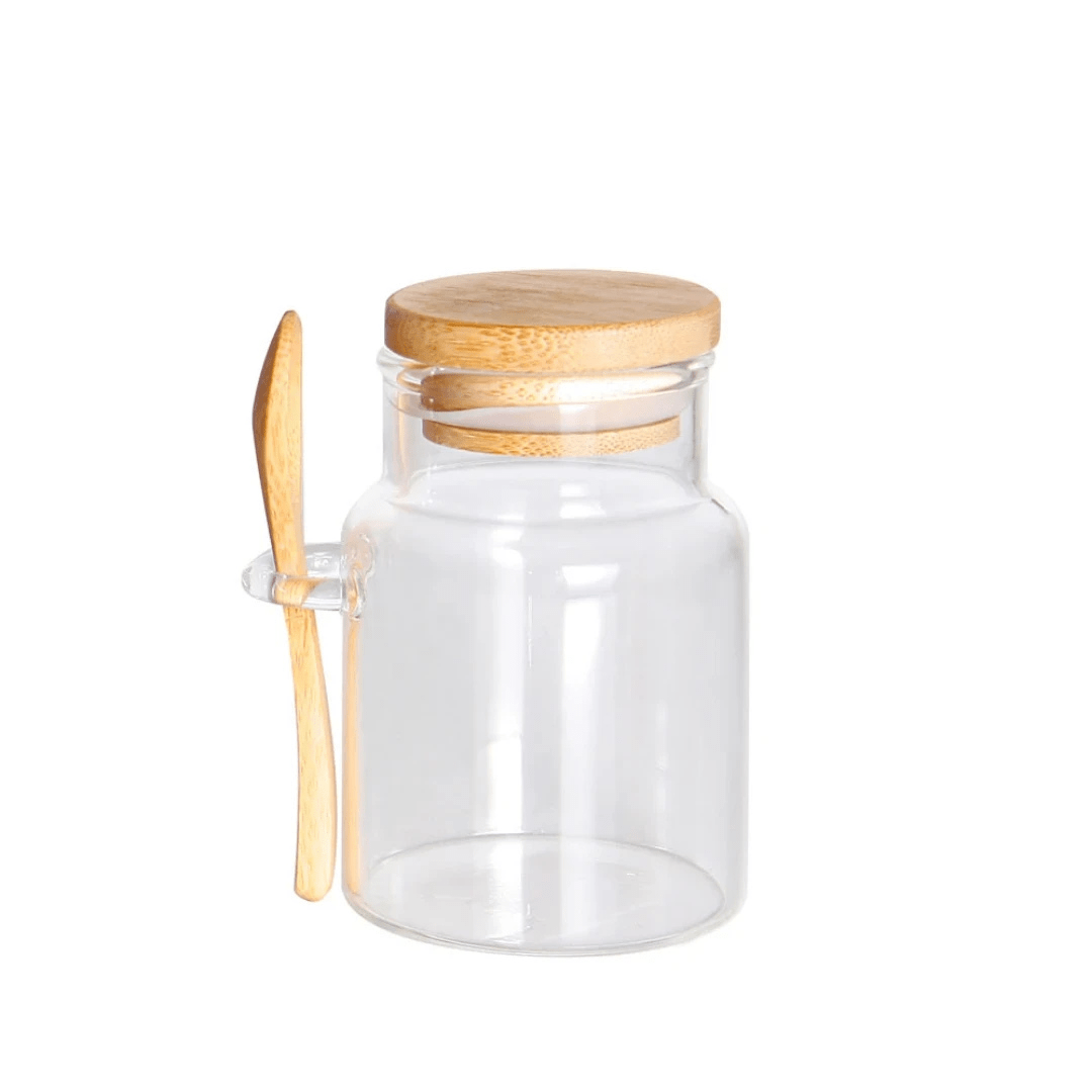 Porta Mantimento em Vidro com Tampa e Colher de Bambu 150ml