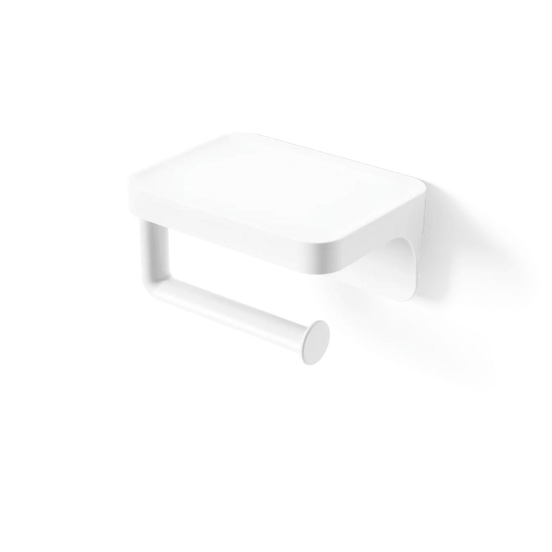 Porta Papel Higiênico com Porta Objeto Fixação Adesivo Branco Linha Flex