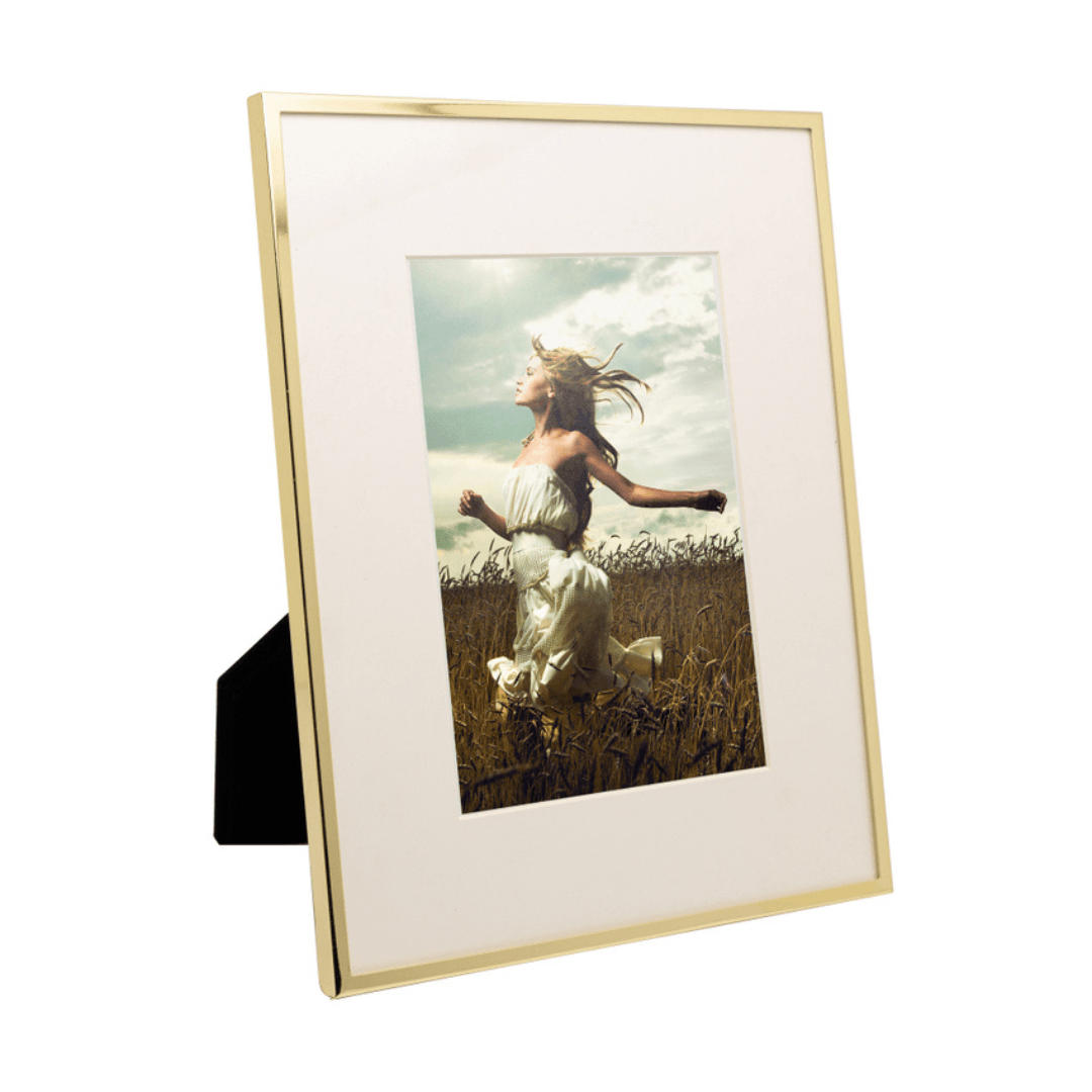 Porta Retrato em Aço Inox Basic Dourado 15cm x 20cm