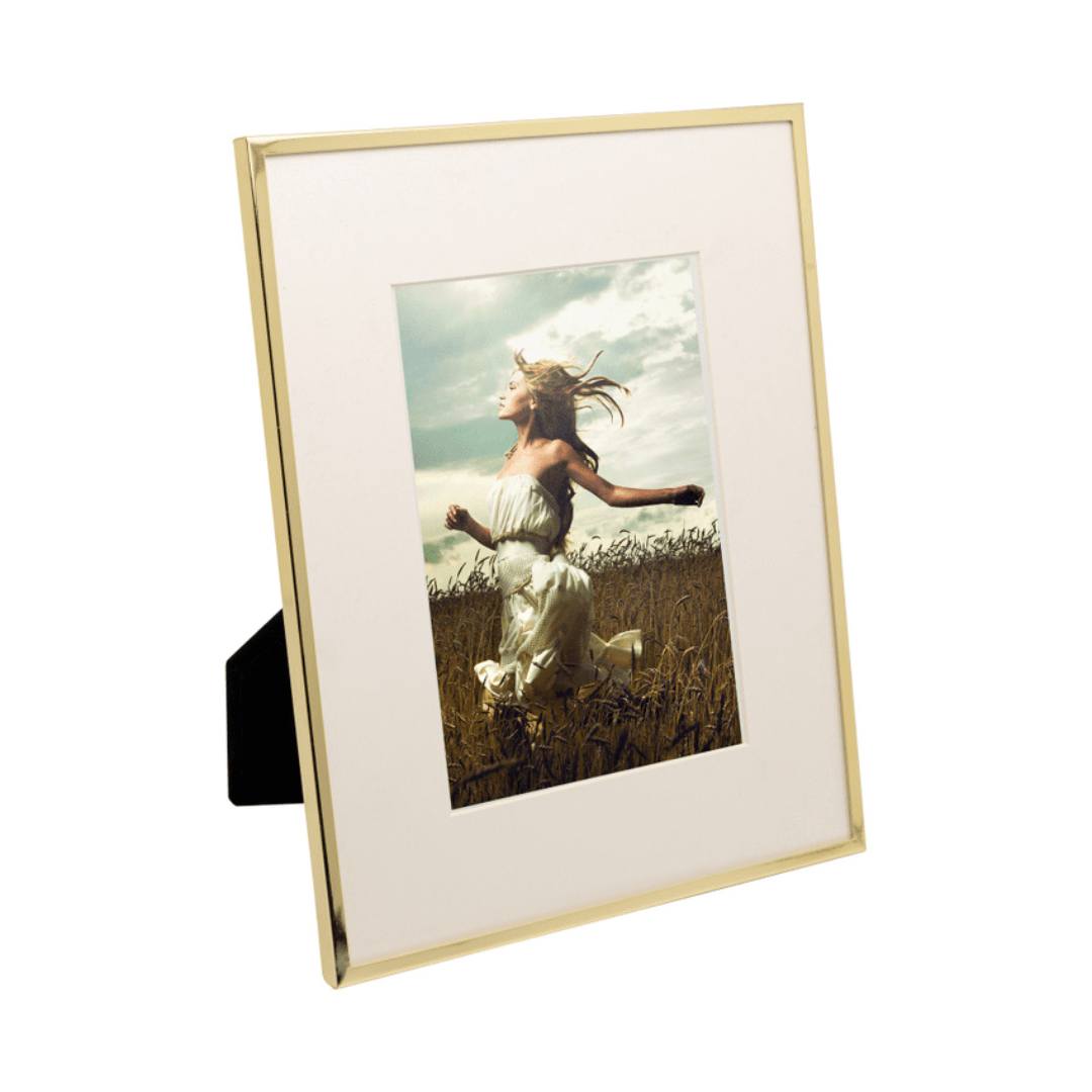 Porta Retrato em Aço Inox Basic Dourado 15cm x 20cm