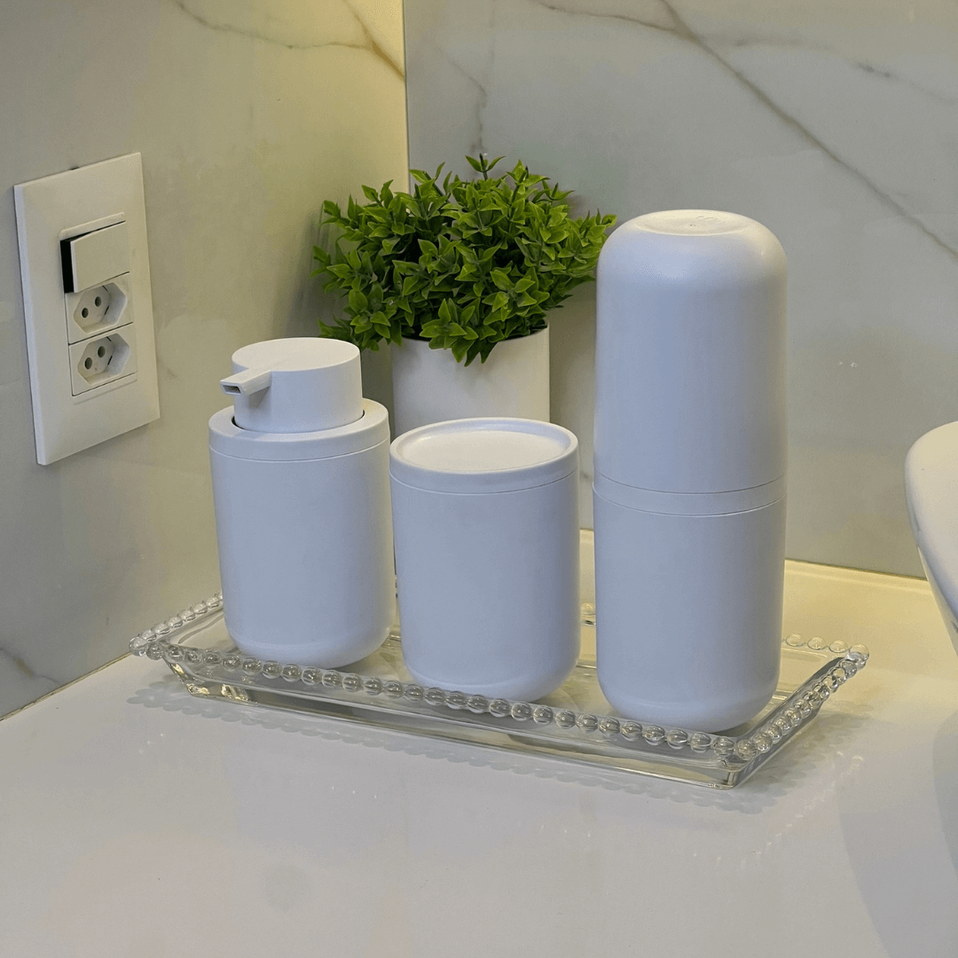 Porta Algodão e Cotonete Bold Branco 10,7cm