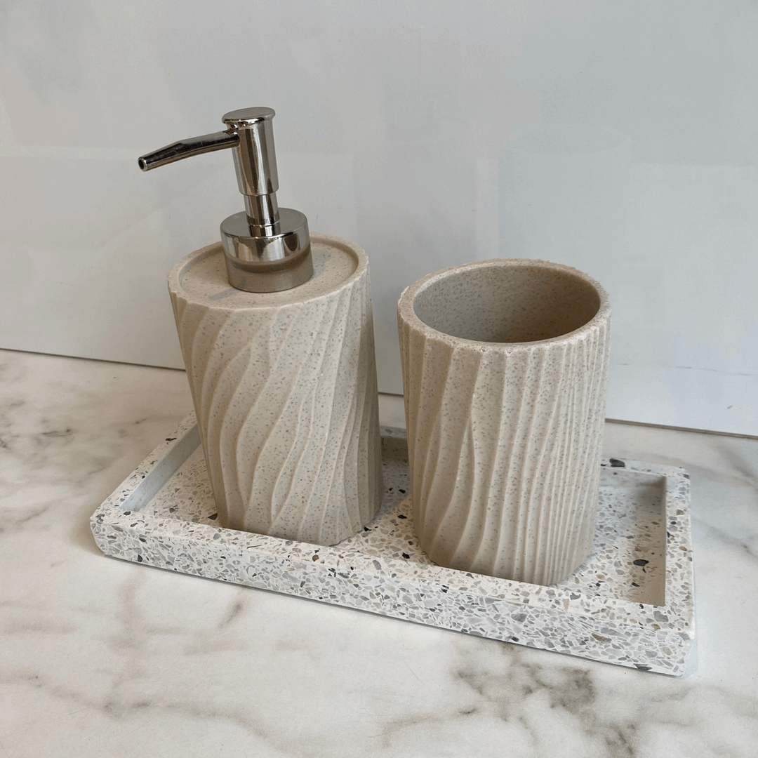 Porta Sabonete Liquido em Polirresina Bege 17cm