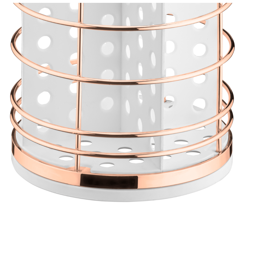 Porta Talheres Utensílios Branco e Rose Gold 15cm