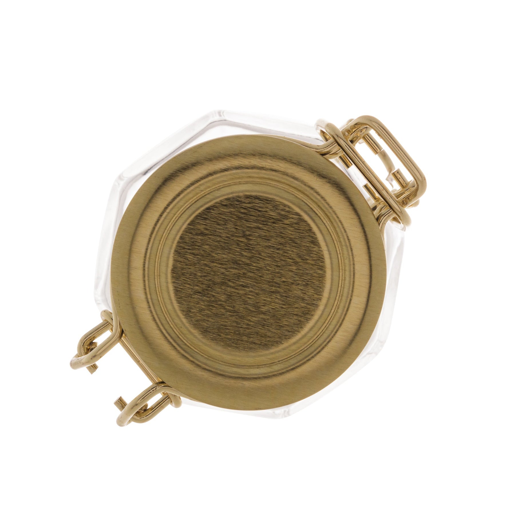 Porta Tempero Hermético de Vidro e Metal Dourado - 8 cm