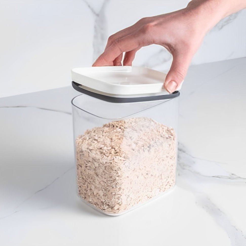 Pote Porta Mantimento Organizador Retangular com Tampa Hermética Natural com Branco Block 2,3 Litros