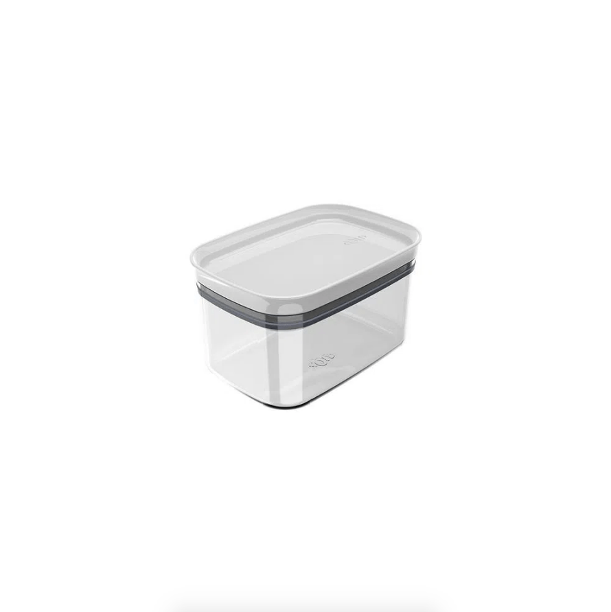 Pote Porta Mantimento Organizador Retangular com Tampa Hermética Natural com Branco Fechado Block 650ml