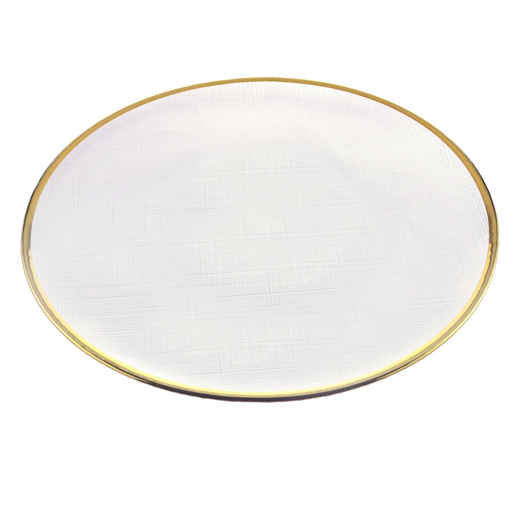 Prato Raso Cristal de Chumbo Transparente com Borda Dourada Linen 27cm