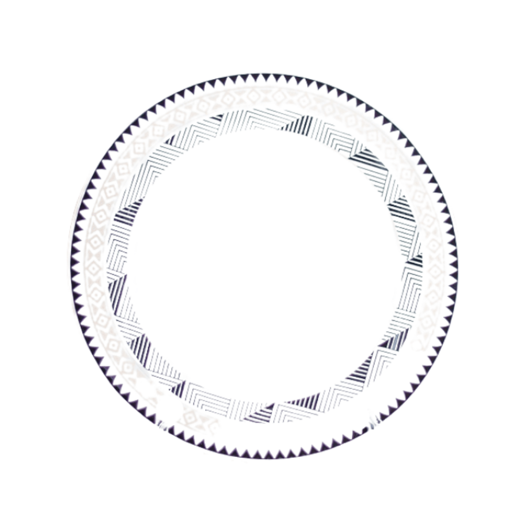 Prato Raso Pascoa Branco e Preto 27cm