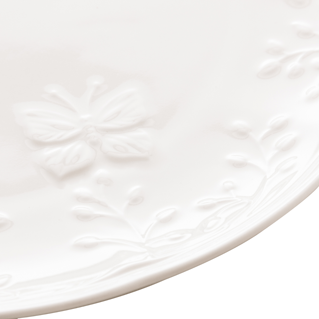Prato de Sobremesa Porcelana New Bone Butterfly Flower 19cm
